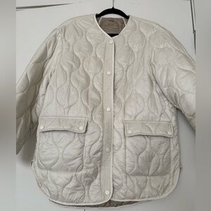 Mango cream White Quilted oversized Jacket